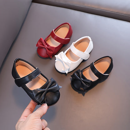 Chaussures plates Mary Jane pour filles, semelle souple antidérapante, décorées d'un nœud, style princesse