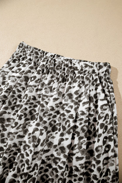 Multicolour Leopard Print Wide Leg Full Length Pants