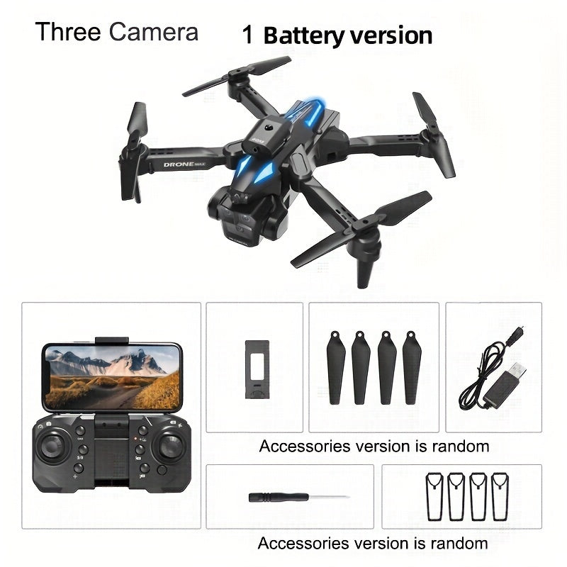 2024 Upgraded Drone with Triple Camera - Foldable, WiFi, Optical Flow Positioning, 360° Stunt Tumbling, One-Click Take-Off/Landing, Beginner-Friendly, Outdoor Fun Gift Toy