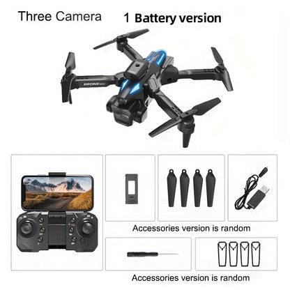 2024 Upgraded Drone with Triple Camera - Foldable, WiFi, Optical Flow Positioning, 360° Stunt Tumbling, One-Click Take-Off/Landing, Beginner-Friendly, Outdoor Fun Gift Toy