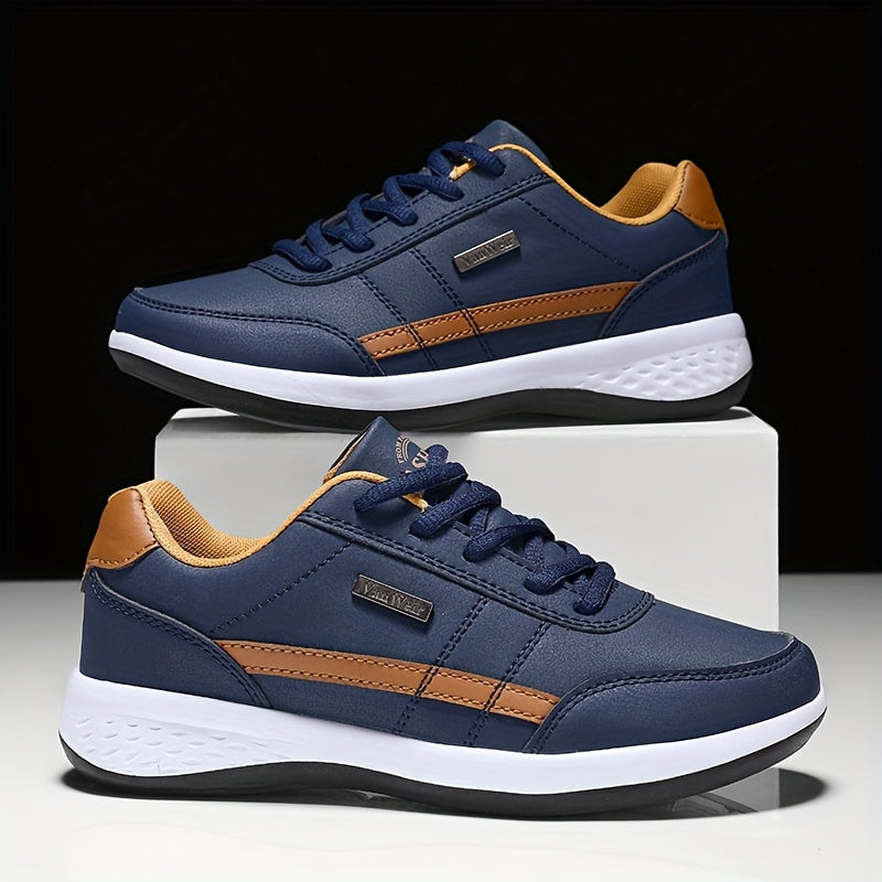 VanWeir Lightweight Men'S Shoes | Navy Blue/White, Lace-up Sports Shoes with MD/TPR Sole, Breathable Fabric Lining for Outdoor, Hiking & Casual Wear