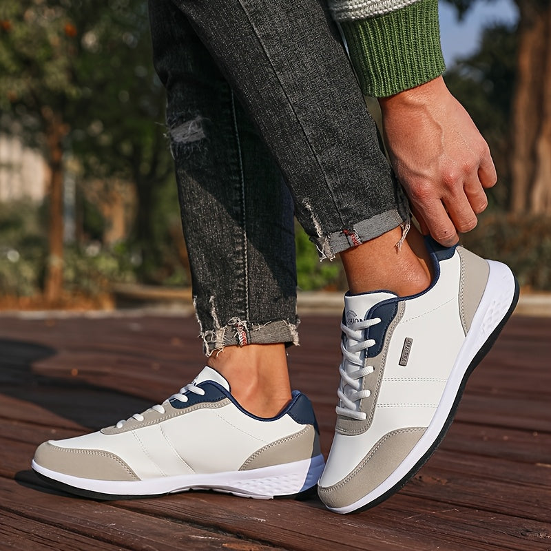 VanWeir Lightweight Men'S Shoes | Navy Blue/White, Lace-up Sports Shoes with MD/TPR Sole, Breathable Fabric Lining for Outdoor, Hiking & Casual Wear