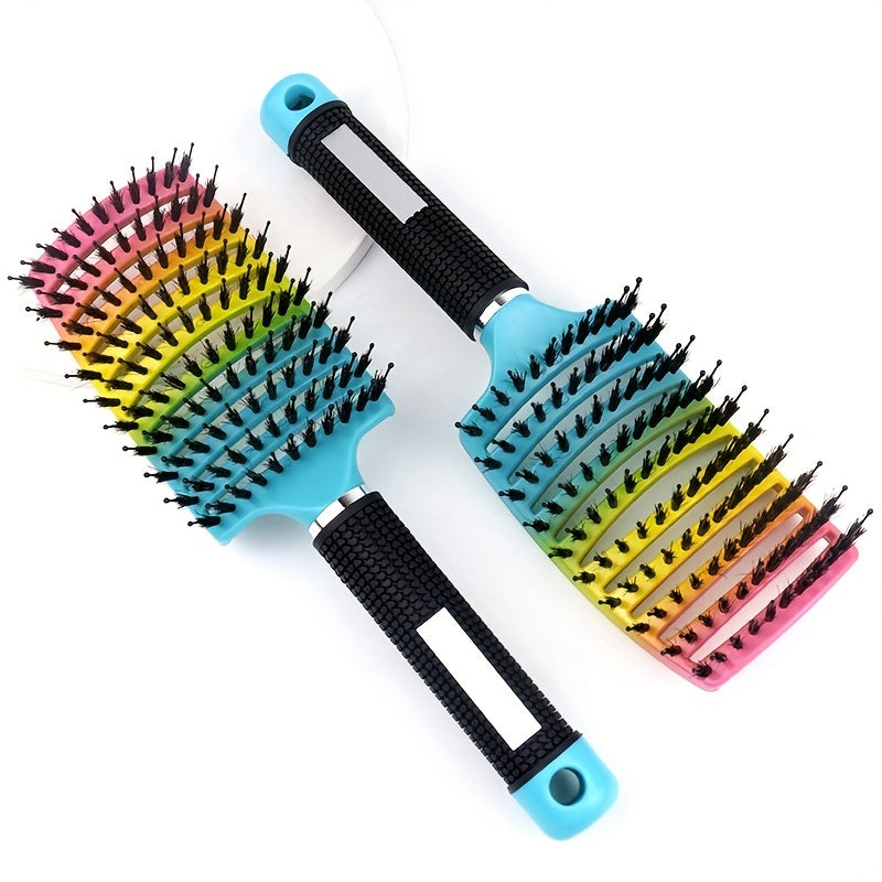 1 Stück gebogene, belüftete professionelle Entwirrungsbürste | Magischer Kopfhautmassagekamm für Frauen, ideal für nasses, lockiges Haar, Styling-Tool, Griff aus ABS-Kunststoff, Nylonborsten - Perfektes Weihnachtsgeschenk für Freunde/Verwandte