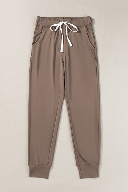 Black Drawstring Elastic Waistband Pocketed Joggers