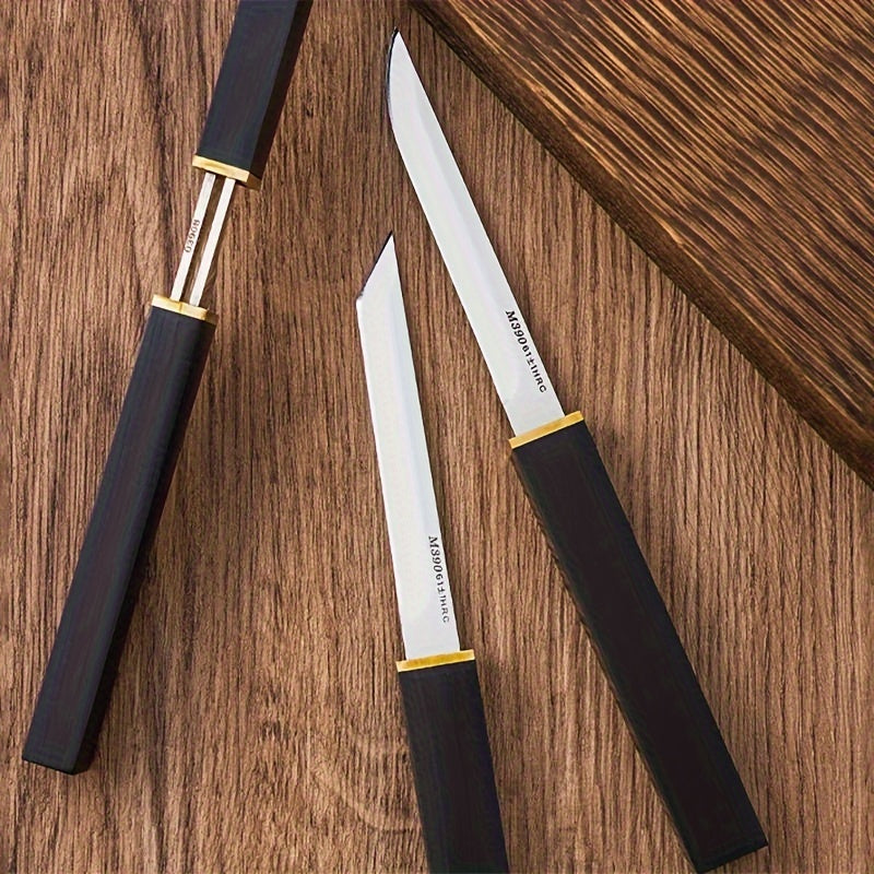 2pcs/set Premium Double Blade Stainless Steel Kitchen Knives - Sharp Cutting Edge, Ergonomic Black Wood Handle, Easy Meat Cleaving, Durable and Rust-Resistant, Perfect for Home and Professional Chefs
