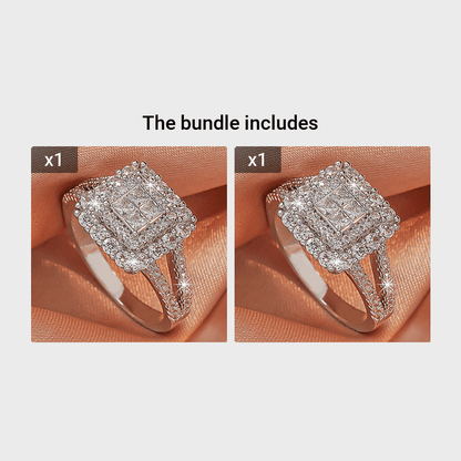 [Large Multi Row Rings] White Synthetic Zirconia Large Multi Row Rings | Stylish Couples Jewelry, Wedding Gifts, Holiday Accessories, Elegant Plated Luxury Statement Rings