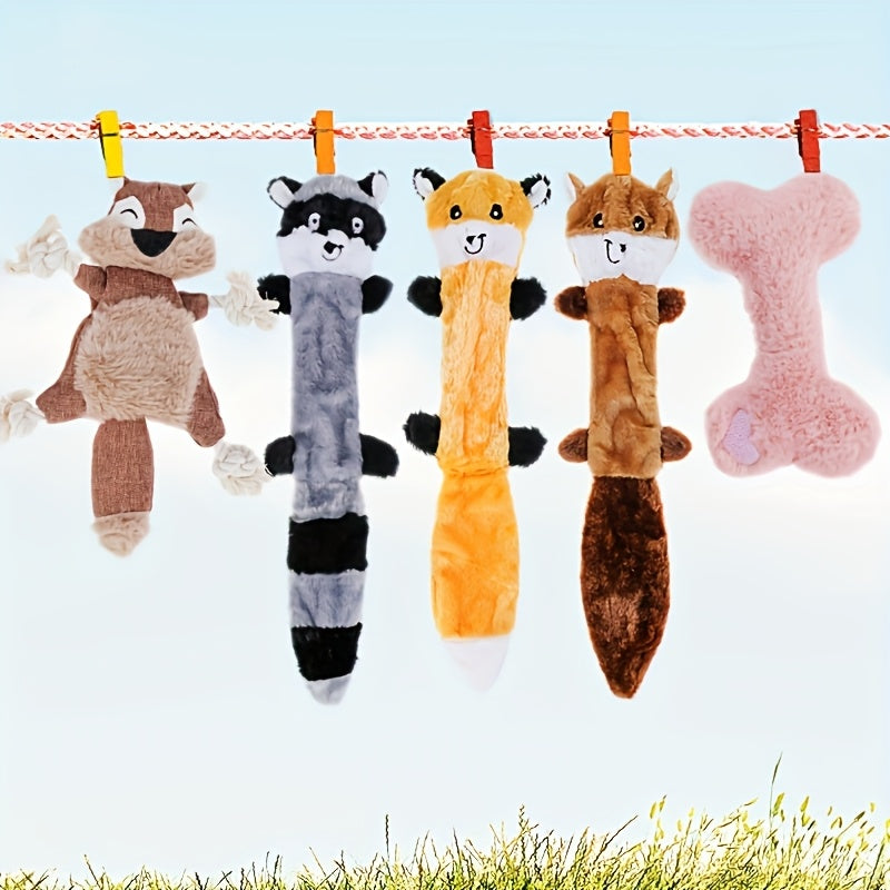 5pcs Durable Crinkle Squeaky Pet Toys - Plush Stuffless Toys for Small, Medium, Large Dogs, Teething-Friendly for Aggressive Chewers, Stimulating Puppy Toys for Boredom, Interactive Play, And Mental Stimulation