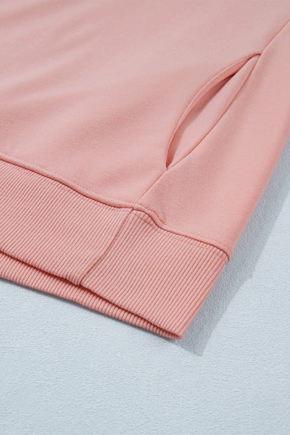 Pink Solid Color High Neck Cap Sleeve Loose Top