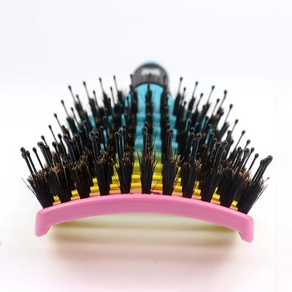 1 Stück gebogene, belüftete professionelle Entwirrungsbürste | Magischer Kopfhautmassagekamm für Frauen, ideal für nasses, lockiges Haar, Styling-Tool, Griff aus ABS-Kunststoff, Nylonborsten - Perfektes Weihnachtsgeschenk für Freunde/Verwandte
