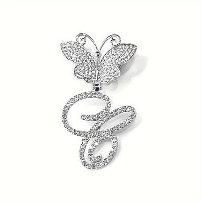Trendy Shiny Butterfly Cursive Letter Cuban Chain Anklet For Women A-Z Letters Anklets Punk Hip Hop Style Sparkling Barefoot Jewelry