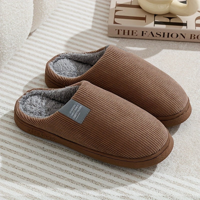 [Soft Plush House Shoes] Plush Women's & Unisex Slip-On Slippers | Non-Slip Rubber Sole, Winter Warm Indoor House Shoes, Soft Cushioned Footbed | Multi-Color (Pink, Blue, Grey, Brown, Green, Yellow, Orange) for Home, Postpart