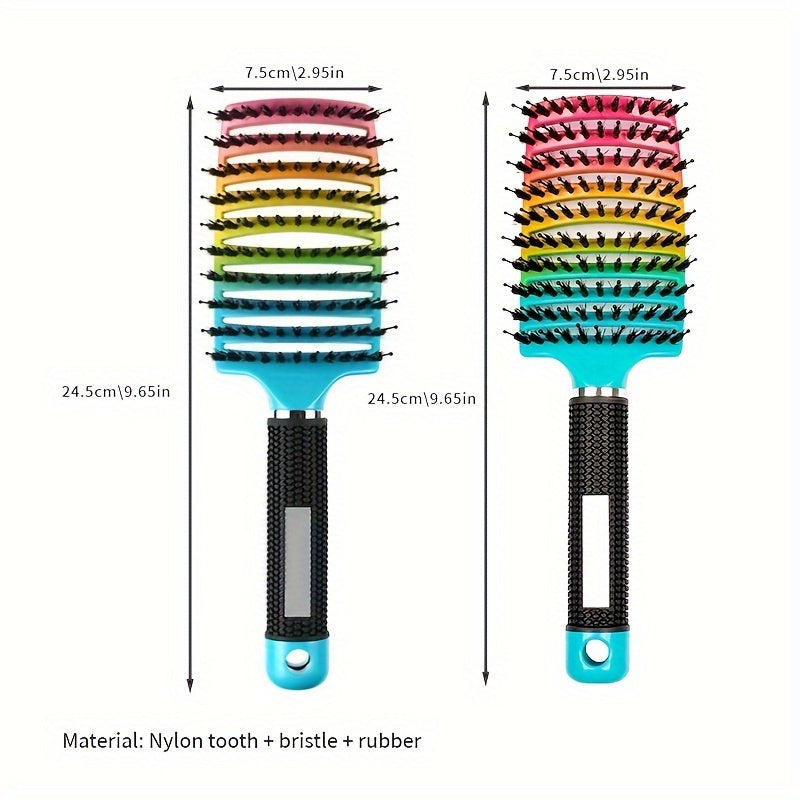 1 Stück gebogene, belüftete professionelle Entwirrungsbürste | Magischer Kopfhautmassagekamm für Frauen, ideal für nasses, lockiges Haar, Styling-Tool, Griff aus ABS-Kunststoff, Nylonborsten - Perfektes Weihnachtsgeschenk für Freunde/Verwandte