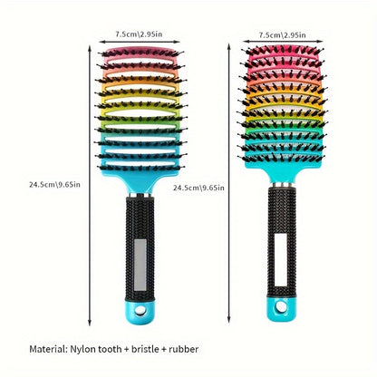 1 Stück gebogene, belüftete professionelle Entwirrungsbürste | Magischer Kopfhautmassagekamm für Frauen, ideal für nasses, lockiges Haar, Styling-Tool, Griff aus ABS-Kunststoff, Nylonborsten - Perfektes Weihnachtsgeschenk für Freunde/Verwandte