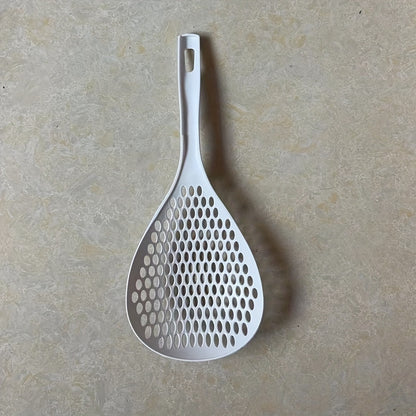 1pc Large Nylon Colander Spoon - Slotted Strainer Scoop with Long Handle for Kitchen Pasta Noodle Cooking - Easy Grip, Heat Resistant, Non-Stick, Space-Saving Kitchen Supplies and Cookware