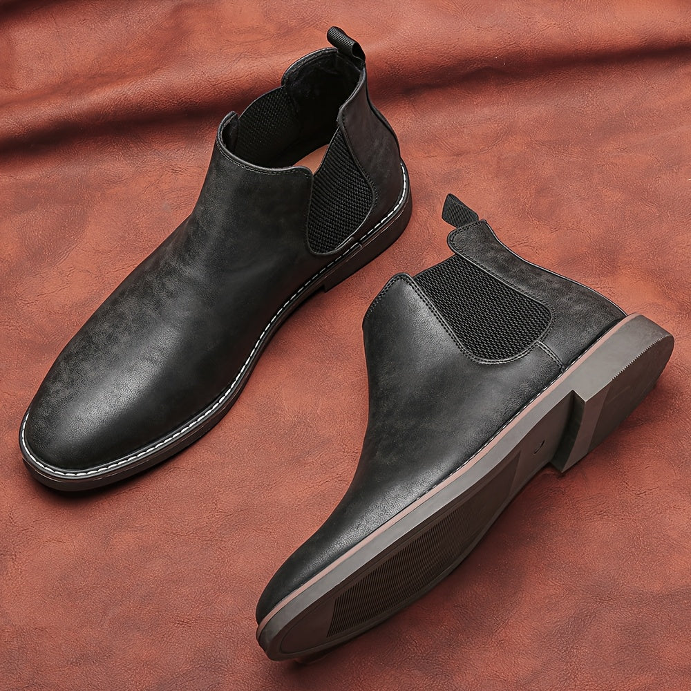 Bottines Chelsea pour homme - Pointures 40 à 46, tige en similicuir marron avec élastique noir, bout pointu, semelle en TPR, idéales pour un style décontracté et les vacances