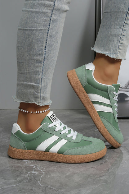 Ashleigh Blue Varsity Color Block Patchwork PU Leather Lace Up Shoes