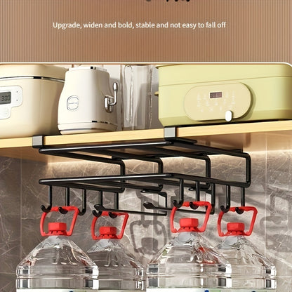 Stainless Steel No-Drill Kitchen Storage Rack for Hanging Under Cabinets, with a Board Holder, Paper Towel Holder, And Pot Lid Organizer