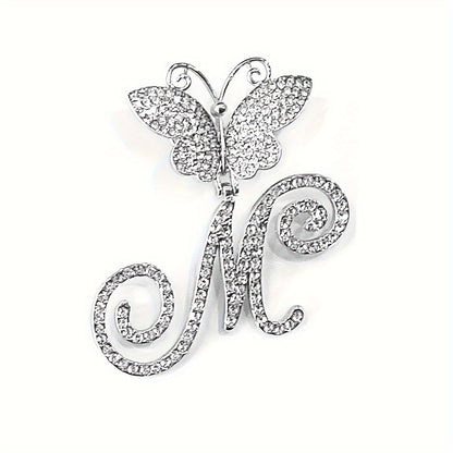 Trendy Shiny Butterfly Cursive Letter Cuban Chain Anklet For Women A-Z Letters Anklets Punk Hip Hop Style Sparkling Barefoot Jewelry