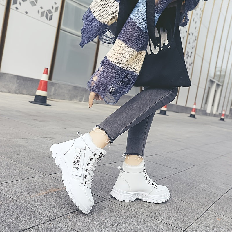 Damen-Winterstiefel mit hohem Schaft – Warm gefütterte Stiefeletten mit dicker Sohle, Schnürung, lässiger Stil, perfekt für Komfort bei kaltem Wetter, Winterstiefel