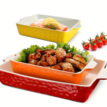3Pack Ceramic Baking Dish for Oven Large Casserole Baking Dish with Handles Packaging Upgrade Nonstick Ceramic Bakeware for Cooking, Beautiful Color Ceramic Baking Dish Set