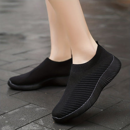 Lightweight Breathable Women's Slip-On Sneakers - Solid Color Low Top Design for Summer Casual Sports Shoes with EVA Sole and Comfort Insole