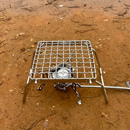 1pc, Mini BBQ Grill, Stainless Steel Portable Camping Pot Holder, Outdoor Camping Gas Stove Stand, Folding Grill Wood Stove Stand, BBQ Accessories, Grill Accessories