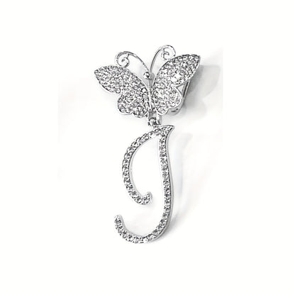 Trendy Shiny Butterfly Cursive Letter Cuban Chain Anklet For Women A-Z Letters Anklets Punk Hip Hop Style Sparkling Barefoot Jewelry