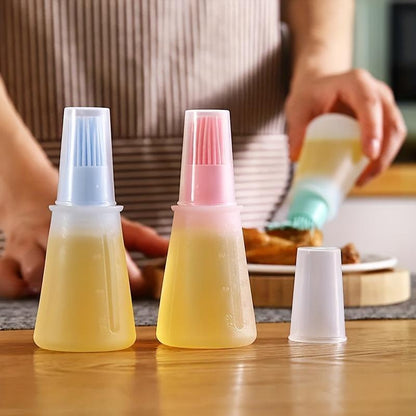 High-Temp Resistant Silicone Bbq Oil Brush With Dispenser - Outdoor Cooking Essential, Kitchen Gadget