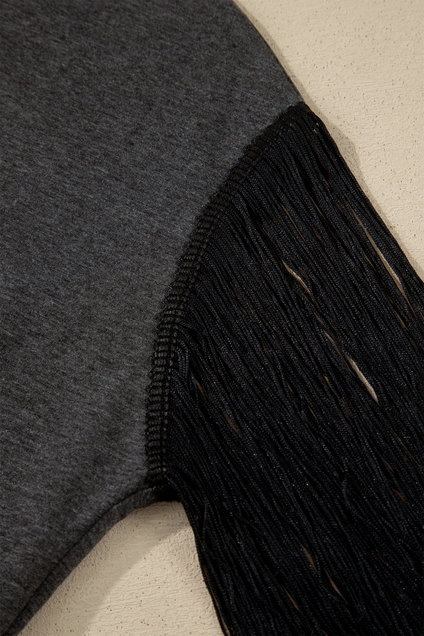 Carbon Grey YEE HAW Boots STATE OF MIND Fringed Sleeve Tee