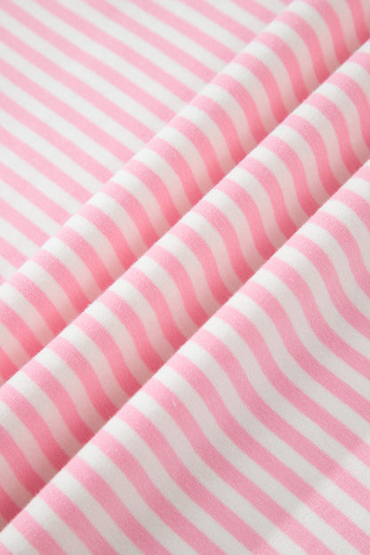 Pink Stripe Oversize Mock Neck Sweatshirt and Shorts Set