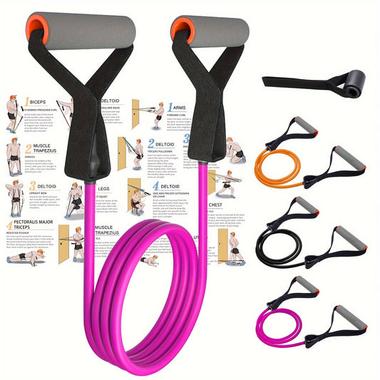 Hochwertiges Latex-Widerstandsband mit großen Griffen und Türanker, Fitnessbänder, Trainingsbänder, geeignet für Krafttraining, Yoga, Pilates und Heim-Fitnessstudio