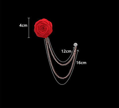Men's Wedding Ceremony Groom Handmade Rose Chain Brooch