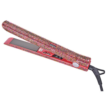 Lisseur à cheveux Bling Rhinestone 2 en 1, fer plat et boucleur pour tous types de cheveux, professionnel, rapide, températures réglables, équipement de salon, fer décoratif, matériau résistant à la chaleur, lissage parfait