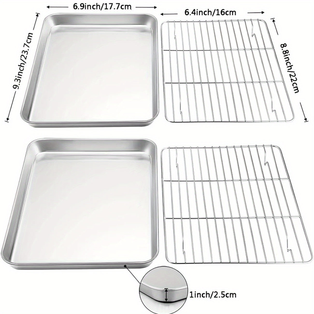 1pc Baking Sheet And Rack, Stainless Steel Cookie Sheet, Baking Pan Tray with Cooling Rack, Toxic & Healthy, Free & Dishwasher Safe, for Outdoor Picnic Party BBQ Accessories Kitchen Accessories