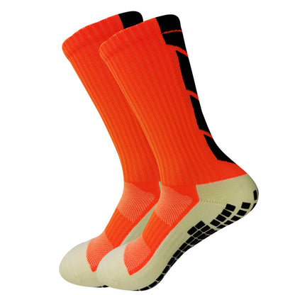 Rutschfeste, gepolsterte Fußballsocken mit Gummisohle – Anti-Rutsch-Trainingssocken mit rutschfester Traktion, Ganzjahres-Sportsocken für Fußball, Basketball, Laufen und Wandern