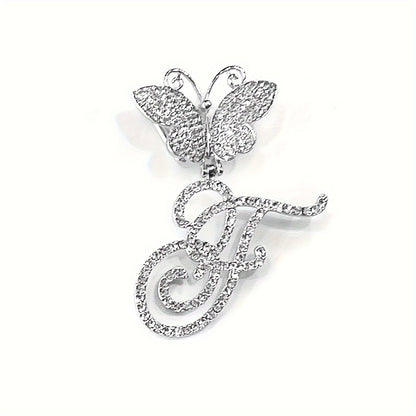 Trendy Shiny Butterfly Cursive Letter Cuban Chain Anklet For Women A-Z Letters Anklets Punk Hip Hop Style Sparkling Barefoot Jewelry
