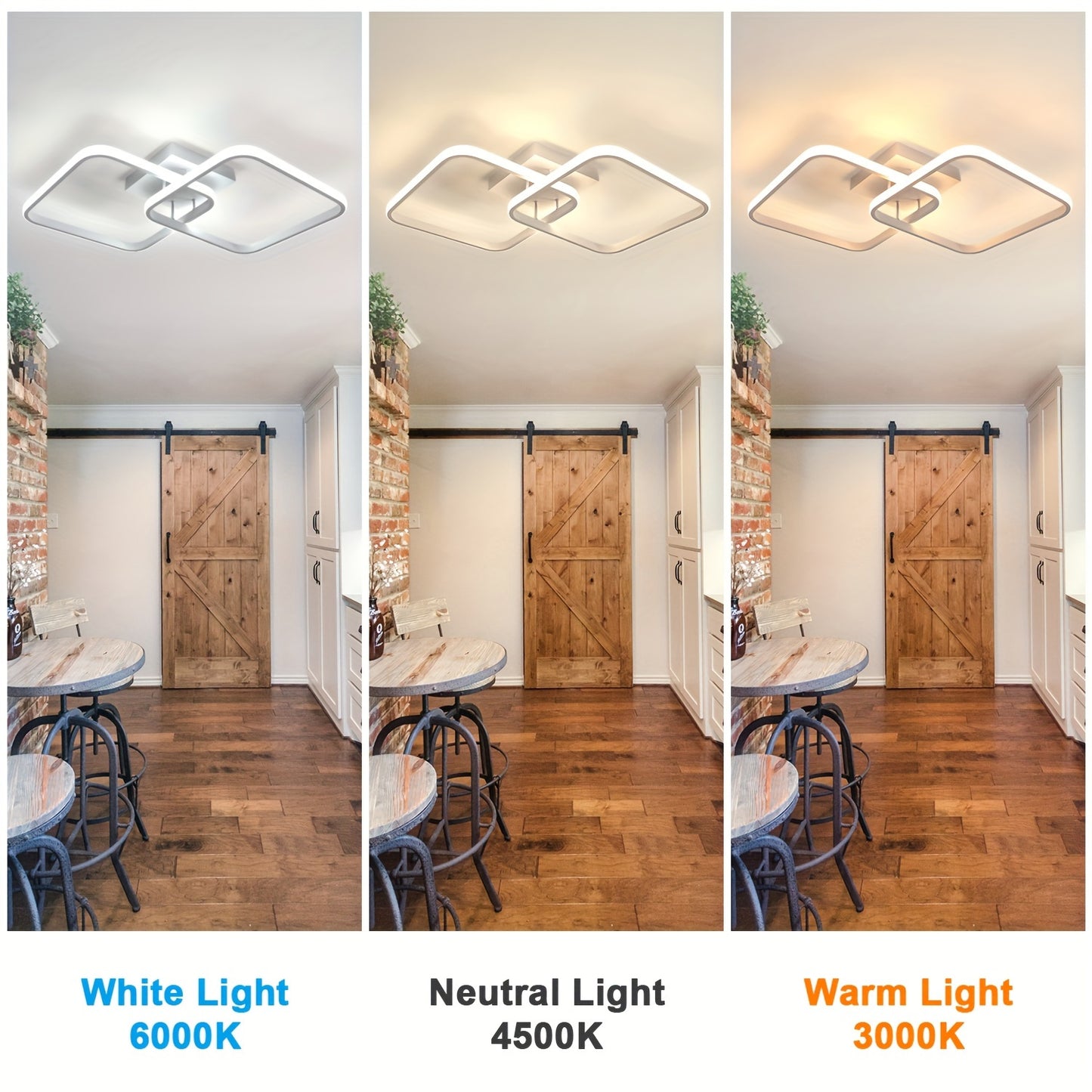 Modern Square Ceiling Light, LED Chandeliers, Aluminum Ceiling Light For Kitchen Dining Room Living Room Studio Office, 3000-6000K, Diameter Of Square Frame 11.42inch