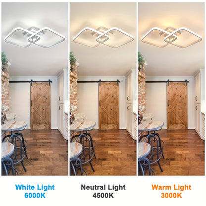 Modern Square Ceiling Light, LED Chandeliers, Aluminum Ceiling Light For Kitchen Dining Room Living Room Studio Office, 3000-6000K, Diameter Of Square Frame 11.42inch