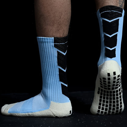 Rutschfeste, gepolsterte Fußballsocken mit Gummisohle – Anti-Rutsch-Trainingssocken mit rutschfester Traktion, Ganzjahres-Sportsocken für Fußball, Basketball, Laufen und Wandern