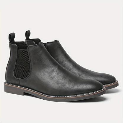 Bottines Chelsea pour homme - Pointures 40 à 46, tige en similicuir marron avec élastique noir, bout pointu, semelle en TPR, idéales pour un style décontracté et les vacances