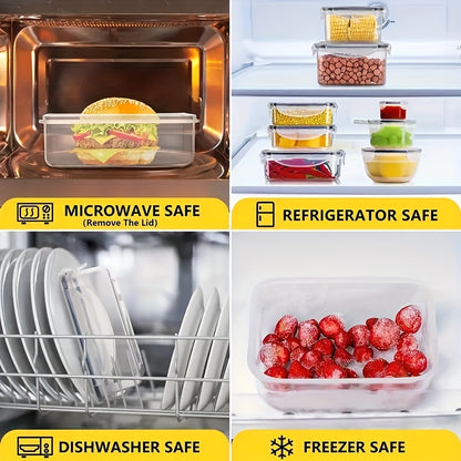 12/24pcs Transparent Kitchen Storage Container Set | Microwave Safe, Multipurpose Plastic Meal Prep Boxes with Flip-Top Lids + 24 Chalkboard Labels - Ideal for Vegetables, Fruits, Grains & More, Leak Proof