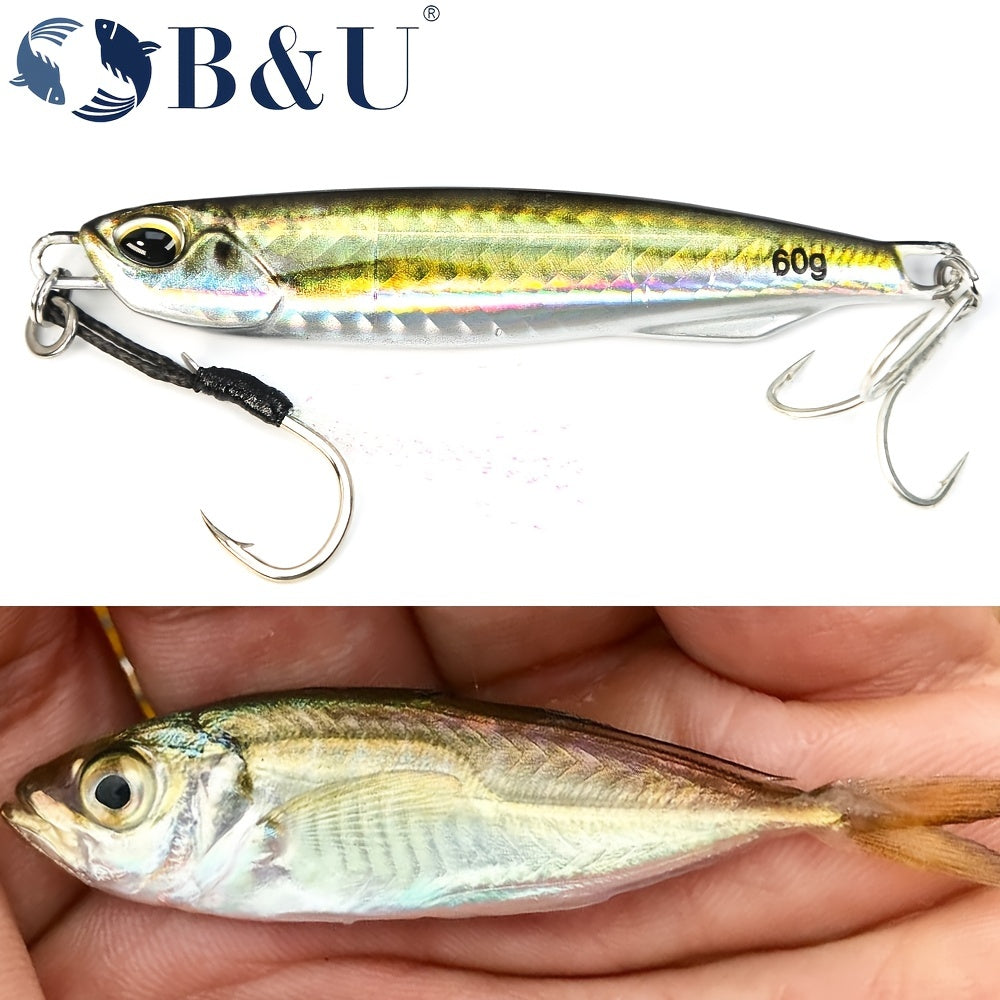Ultimativer Jig-Löffel aus Metallguss – Hochrealistischer, 3D-gedruckter Salzwasser-Angelköder mit verbesserter Haltbarkeit, Gewichtsoptionen von 30 g/40 g/60 g und Kunstköderzubehör für höhere Fangquoten