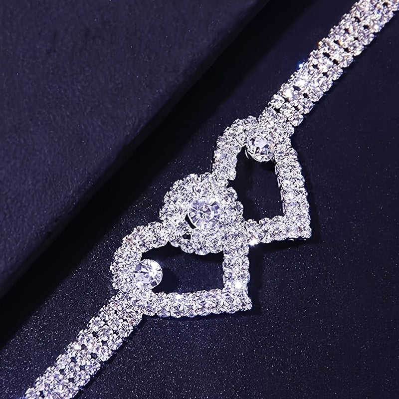 [Two Adjustable Sparkling Anklets] A Set Of Two Ladies' Ankle Bracelets With Water Drill Design, Featuring Adjustable Silvery Sparkling Tennis Anklets, Shining Square Crystal Zirconia Anklets, A Perfect Jewelry Gift.