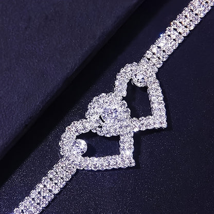 [Two Adjustable Sparkling Anklets] A Set Of Two Ladies' Ankle Bracelets With Water Drill Design, Featuring Adjustable Silvery Sparkling Tennis Anklets, Shining Square Crystal Zirconia Anklets, A Perfect Jewelry Gift.