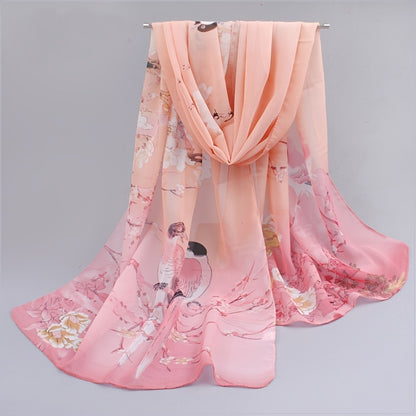 Eleganter, dünner Chiffonschal | Tiermuster, atmungsaktiv, winddicht, dekorativ, geeignet für Freizeit und Wochenende, maschinenwaschbar