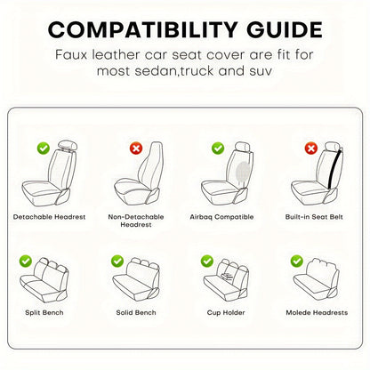 5 Car Seat Covers Faux Leather Seat Covers Full Set For Car Sedan SUV Truck Vans Front & Rear Seat Cushion Protector Wear-resistant, Breathable And Easy To Clean