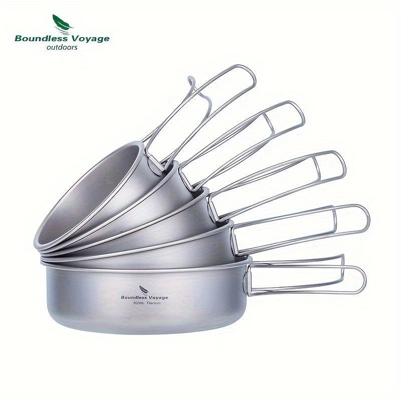 5pcs/set, Titanium Bowl And Pot Set, Foldable Camping Frying Pan, Portable Cookware Set For Outdoor Camping Picnic Cooking