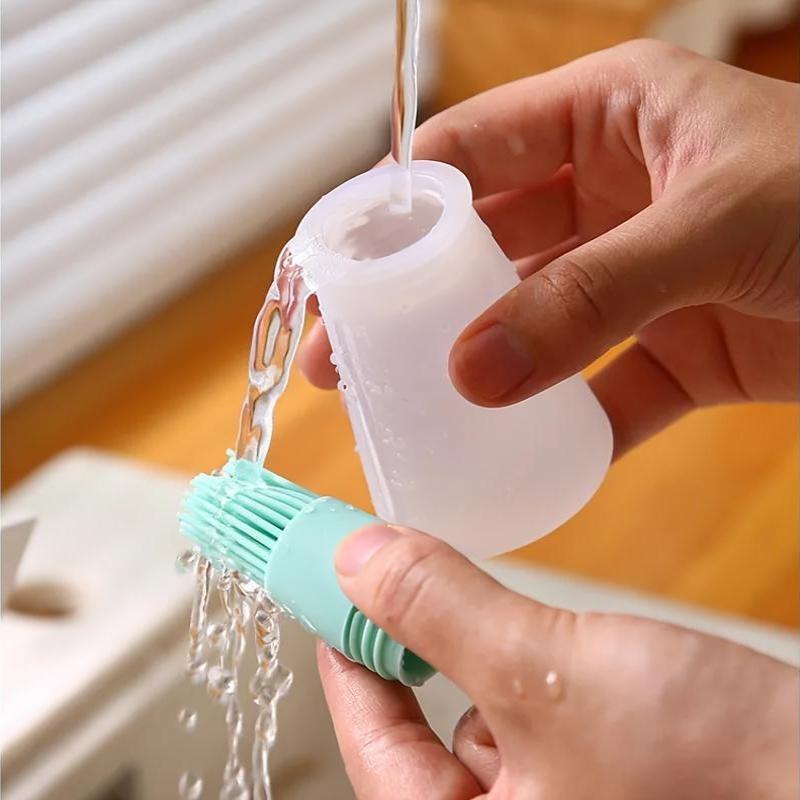 High-Temp Resistant Silicone Bbq Oil Brush With Dispenser - Outdoor Cooking Essential, Kitchen Gadget