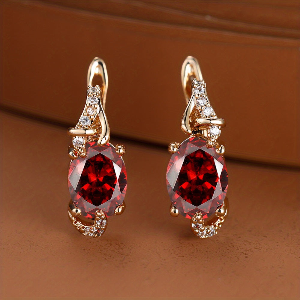 Elegante, 18 Karat vergoldete Ohrstecker mit blauem Stein – Rund- und Ovalschliff, synthetische Zirkonia, Ohrstecker aus Kupfer – Schmuck für jede Jahreszeit | Trendiges Design | Langlebige Vergoldung