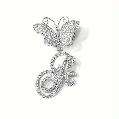 Trendy Shiny Butterfly Cursive Letter Cuban Chain Anklet For Women A-Z Letters Anklets Punk Hip Hop Style Sparkling Barefoot Jewelry